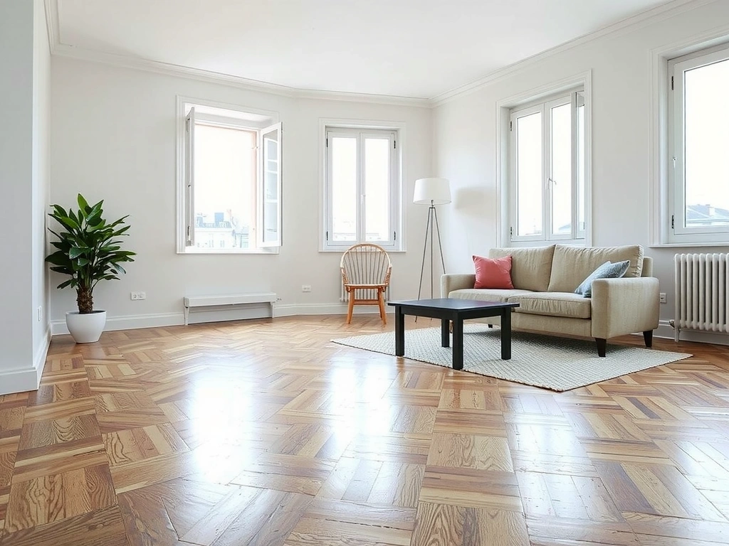 Sunlit Parisian living room interior